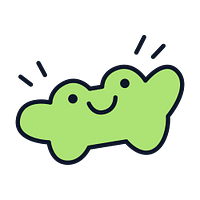 A small green blob; the shoutouts.lol logo.