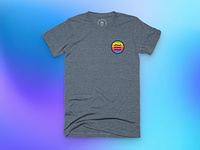 A t-shirt with the HeyDingus six colors logo small in the top-left of the shirt.